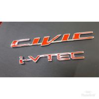 โลโก้ civic และ ivtec เหล็กแดงขอบเงินของ civic fb