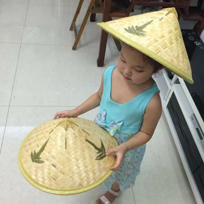 Chinese Retro Bamboo Rattan Fisherman Hat Handmade Weave Straw Bucket Hat  Tourism Rain Dance Props Cone Fishing Sunshade Hat - AliExpress