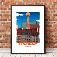 โปสเตอร์การเดินทางสไตล์วินเทจย้อนยุคหรือภาพผ้าใบ-ภาพวาดตกแต่งบ้าน Warsaw Poland (ไร้กรอบ)