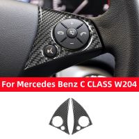 สำหรับ Benz C CLASS W204 2007-2014พวงมาลัยแผงปุ่มตกแต่งกรอบคาร์บอนไฟเบอร์สติกเกอร์อุปกรณ์ตกแต่งภายใน