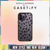 Casetify เคสโทรศัพท์มือถือ อะคริลิคใส กันกระแทก ป้องกัน ปิดด้านหลัง พิมพ์ลายตัวอักษร แฟชั่น เรียบง่าย สําหรับ iPhone 14 13 12 11 Pro Max 14Pro Max