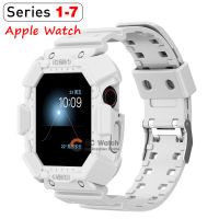 เคส + สายสำหรับ Apple Watch,สายรัดข้อมือซิลิโคนสำหรับ Apple Watch Band 44Mm 40Mm 45 Mm 41mmm 38Mm 42Mm 44 45 Mm Mecha I Watch Series 3 4 5 6 Se 7