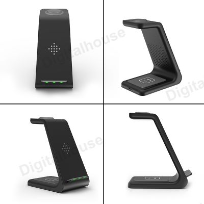 3 in 1 Wireless Charger 10W Qi-Certified Fast Wireless Charging Station Charger Stand Dock for Phone Watch and Earphones Samsung
