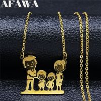 Family Son Stainless Steel 2 Boys Necklaces for Women Gold Color Necklaces &amp; Pendants Jewelry collares N513S01 Fashion Chain Necklaces