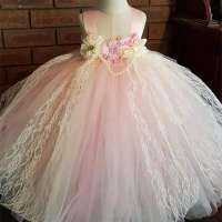 Pink Flower Girl Dress Princess Ball Gown Vintage Lace Tulle Flower Girl Tutu Dress Baby Girl Wedding Birthday Party Dress