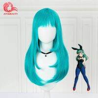 JOY&amp;BEAUTY Hair Anime Bulma Wig 45Cm Medium Long Straight Synthetic Hair For Women Costume Party Wig Green Japanese Anime