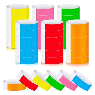 600Pcs Waterproof Hand Bands Neon Wrist Bands for Events Concert Wristbands Adhesive Wristbands for Party