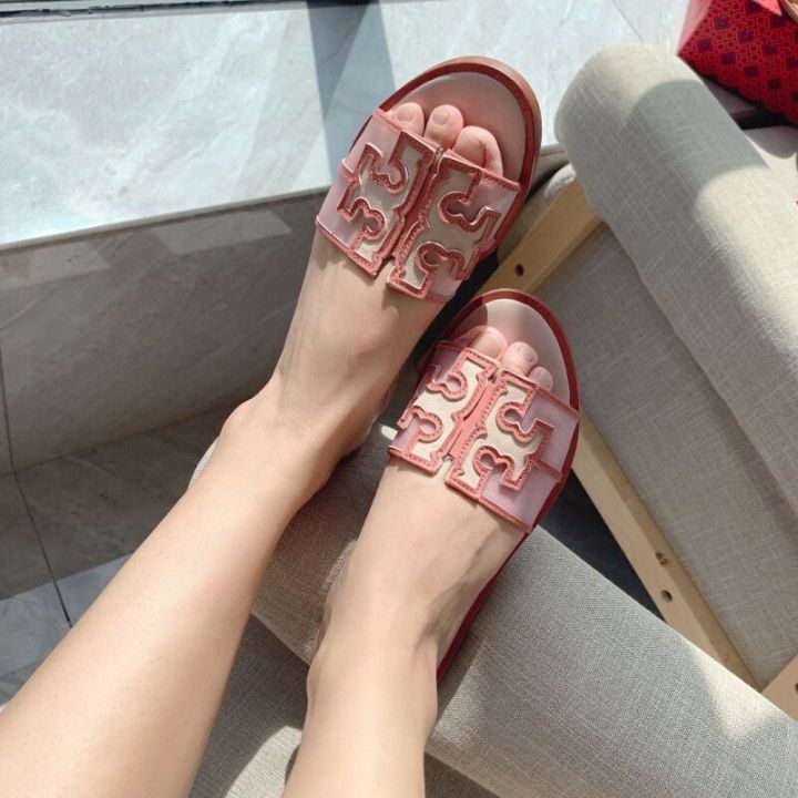 Tory Burch Ines Flat Mesh Sandals in Pink