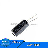 10Pcs 250V 68UF 16*25มม.ตัวเก็บประจุแบบอิเล็กโทรไลติก68UF 250V ความจุ16x25mm