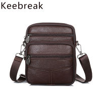 Keebreak Mens Thin Crossbody Shoulder Bags Genuine Leather Man Belt Pouch Slim Bag Small Tote Purse Holster Bags Male Handbag