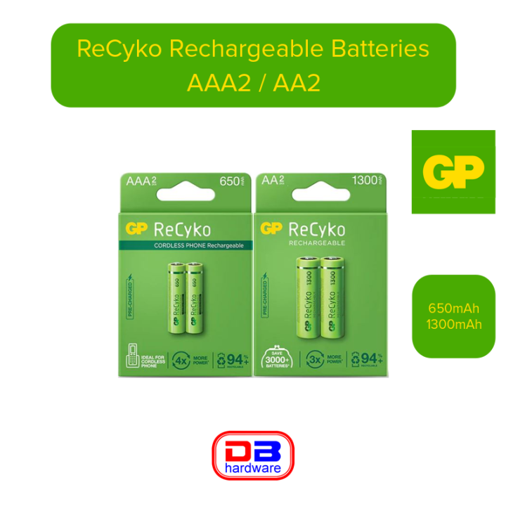 GP ReCyko Rechargeable Batteries AAA2 / AA2 Lazada