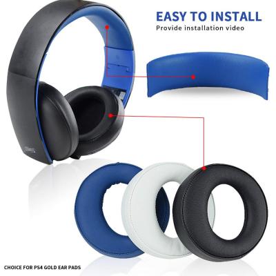 Replacement Ear Pads Cushion headband For PS3 PS4 Gold Wireless Stereo Headset CECHYA-0083(L+R)- Jet Black [Old Model]