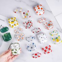 ﹊✉☁ Summer Fruit Ttransparent Hard Earphone Case For Airpods 1 2 Plactic Clear Strawberry Cherry Lemon Wireless Headset Cover Gifts