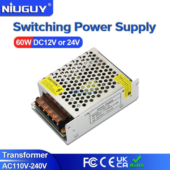 【24 Hour Delivery】60w Led Switch Power Supply Driver 110v 220ac Dc 12v 5a 60w Switch 3640