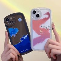 เคส RouJiang สำหรับ iPhone 15 14 13 12 11 Pro Max X Xr Xs Max 7 8 Plus SE 2020 INS Advanced Simple Ocean Moon เคสโทรศัพท์