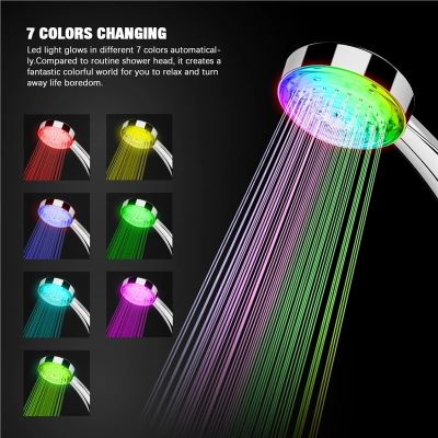 7 Color LED Light Shower No Battery Automatic Glowing Color Changing Shower Head for Romantic Automatic Bathroom Decor  by Hs2023
