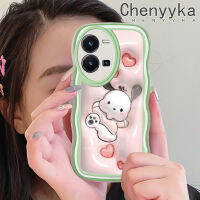 เคส Chenyyyka สำหรับ Vivo Y35เคส Y36 3D ลายการ์ตูนน่ารัก Pochacco สีสันสดใสขอบคลื่นปลอกซิลิโคนที่สร้างสรรค์เคสโทรศัพท์แบบใสนิ่มเลนส์กล้องถ่ายรูปเคสโปร่งใสป้องกันการกระแทก