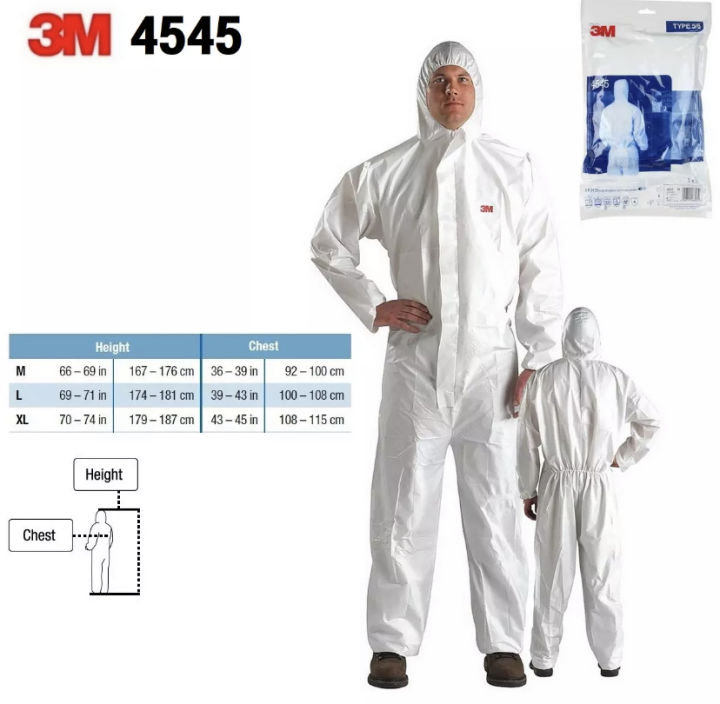 3m-4545-ชุดป้องเชื้อไวรัสและสารเคมี-ป้องกันเชื้อ