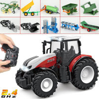 AHlmsm 1/24 RC Farmer ของเล่นชุดรถพ่วงรถแทรกเตอร์ LED ไฟหน้า2.4G รีโมทคอนโทรลรถบรรทุก Farming Simulator สำหรับเด็กของขวัญเด็ก