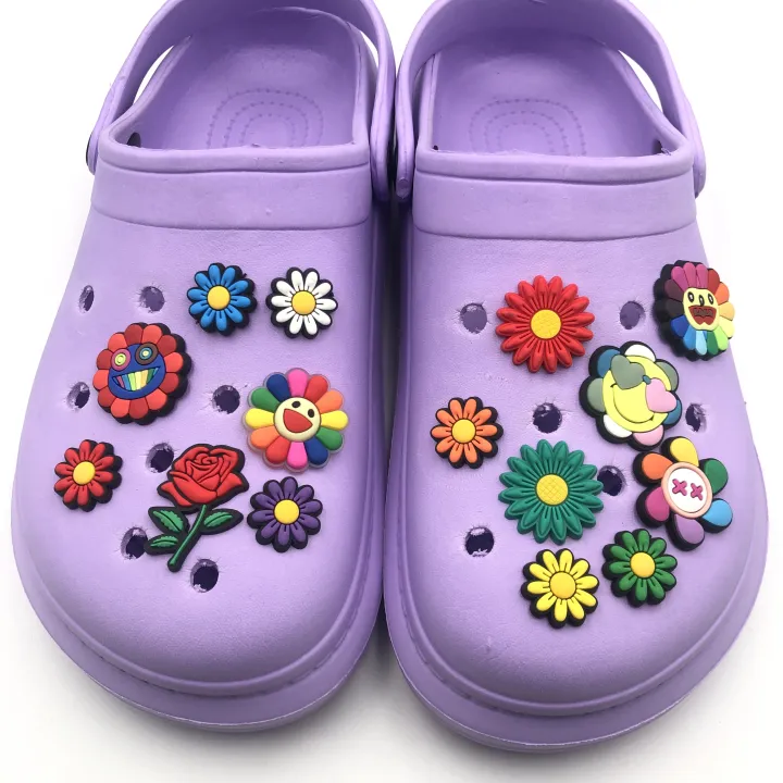 Rainbow flowers of seven colors crocs jibbitz Accessories Women Custom