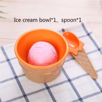 New 1Set Kids Ice Cream Bowl Spoon Set Durable Children Gifts Lovely Dessert Bowl DIY Ice Cream Tools Icecream Bowl And Spoon