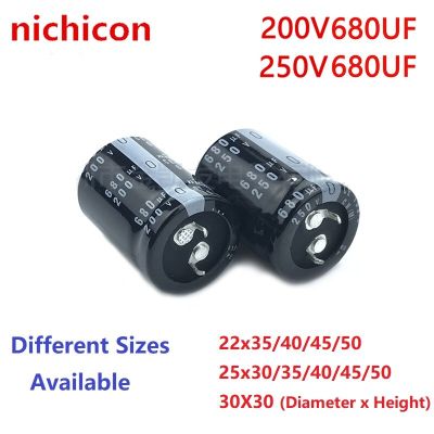2Pcs/Lot Nichicon 680uF 200V 680uF 250V 200v680uf 250V680UF 22x35/40/45/50 25x30/35/40/45/50 30X30 Snap-in PSU Capacitor Electrical Circuitry Parts