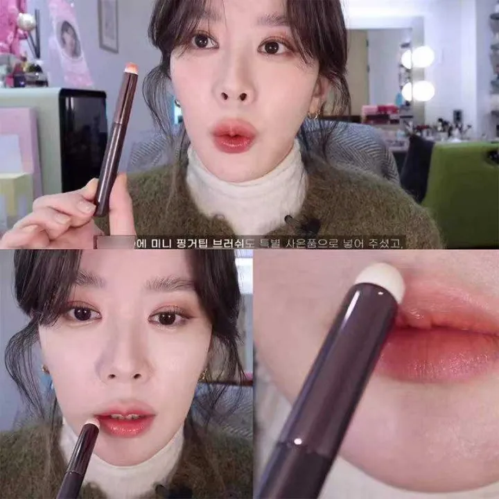 high-end-original-happyrim-blogger-recommends-lip-brush-mini-multi-functional-concealer-brush-matte-lipstick-smudge-brush-round-head-portable