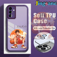 Jingsanc เคสโทรศัพท์พร้อมฟิล์มติดเลนส์สำหรับ Samsung Galaxy A14 4G 5G LTE S23 Plus A73พิเศษ A54 A52 A34 A32 A24 A23 A13 A04S A03S Pro LTE 4G 5G เคสโทรศัพท์แฟชั่นสำหรับเด็กชายบาสเกตบอล Ins k001-4เคสสีม่วงกันกระแทกแบบ TPU ซิลิโคนเนื้อนิ่มโปร่งใส