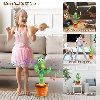 Funny Dancing Cactus Toy 120 Songs Talking Record Repeat USB Charging Child Plush Toys Birthday Present Lovely Education Gift