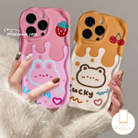 MissConnie เคสขอบโค้งมน A50s A11 A51 A30 Samsung A20s A21s A20 A14 A24 A31 A30s A30 A02s A04s เชอร์รี่ไอศกรีมหมีกระต่ายนุ่ม A13ขอบโค้งมนเป็นลอน