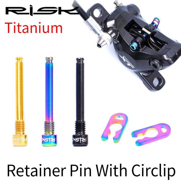 2pcs-risk-titanium-bolts-bicycle-hydraulic-brake-pad-screw-mountain-mtb-bike-disc-brake-pads-fixing-pin-with-circlip-for-xt-xtr