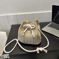 Hand-woven bag womens 2023 new niche design this years popular straw bag hot style summer cross-body bucket bag 〖WYUE〗