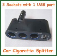 3ซ็อกเก็ต Splitter อะแดปเตอร์ชาร์จไฟซัพพลาย1พอร์ต USB DC 5V 1A