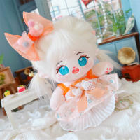 20cm Cute Doll Accessories Orange White Flower Sweet Fish Tail Skirt Princess Dress Hairpin Clothes Set Rose Lisa Jisoo