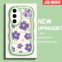 JIUMOO S23ปลอกสำหรับ Samsung บวก S23พิเศษเคสลายดอกไม้สีม่วงใหม่ Colour มาการองคลื่นเคสมือถือกันกระแทกแบบใสนิ่มที่โปร่งใสลายกล้องถ่ายรูปความคิดสร้างสรรค์เคสซิลิกาเจลป้องกัน