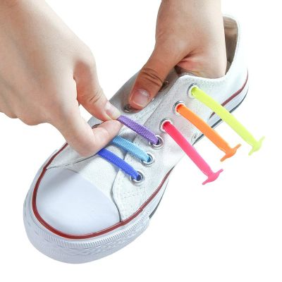 Unisex แฟชั่นเชือกรองเท้ายืดหยุ่นซิลิโคนสำหรับเล่นกีฬารองเท้ารองเท้าผ้าใบมีเชือกผูกลูกไม้ทุกแบบมีแท่น Quick Shoe 13สี