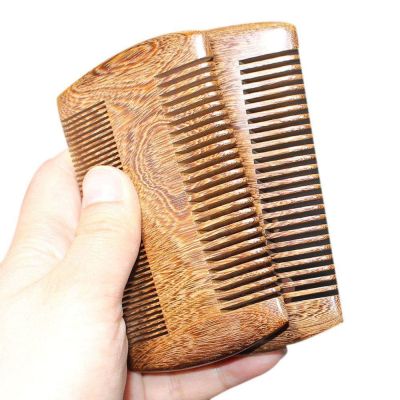 Green Sandalwood Comb Handmade Pocket Anti-Static Brush Men Beard Mustache Brush Fine Coarse Teeth Comb Salon Hair Styling Tools