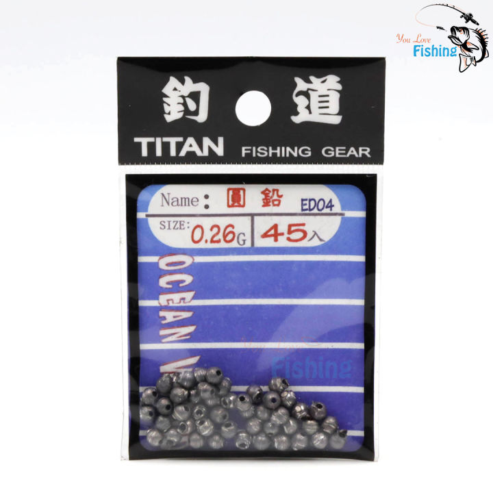 ตะกั่วตกปลา-titan-ใช้สำหรับตกปลา-ช่วยส่งเหยื่อให้ไกลขึ้น-มีให้เลือกทั้งหมด-6-ขนาด-0-26-กรัม-0-55-กรัม-1-16-กรัม-2-1-กรัม-3-กรัม-3-75-กรัม