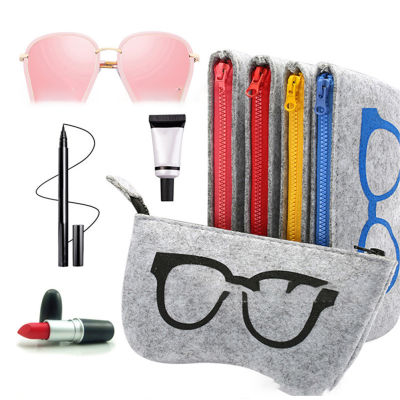 Eyeglasses Bag Case CaseSoft Felt Makeup Storage Pouch Portable Eyeglasses Bag Soft Felt Zipper Glasses Purse Bag