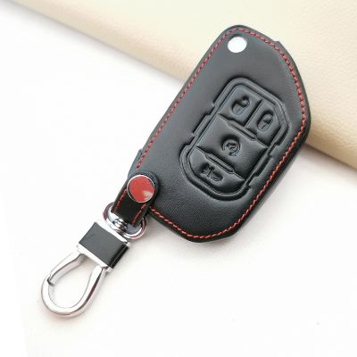 ✗▥✢ For Jeep Wrangler JL TJ Gladiator JT 2018 2019 Remote Keyless High Quality Praise Leather Car Key Case Cover Bag Car Accessories