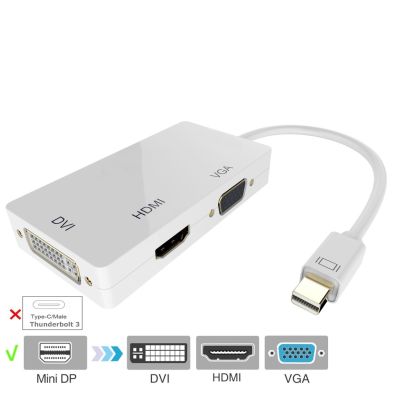 3 In 1 Thunderbolt Mini Tampilan Port Mini Dp Male untuk HDMI Vga Dvi Perempuan Adaptor Converter Kabel untuk Macbook udara Pro