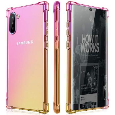 สำหรับ Samsung Galaxy Note 10 กรณี,บางบางไล่โทนสีที่มีสีสันล้างที่มีความยืดหยุ่นนุ่ม TPU อากาศมุมกันกระแทกป้องกันกรณีปกหลังสำหรับ Samsung Galaxy Note 10 6.3 นิ้ว 2019