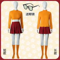 สกูบี้สุนัขวิลมา cos เสื้อผ้า ชุดการแสดงตัวละครฮาโลวีน Scooby-Doo Velma cosplay