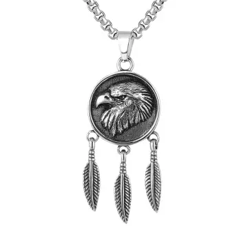 Iconic North American Eagle Feather Silver Necklace 50-75cm