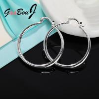 925 Sterling Silver Hoop Earrings For Women 40mm4cm Round Circle Earrings Fashion Jewelry  Trend New GaaBou Jewellery