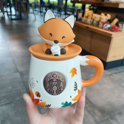 Starbuck ถ้วยใหม่ฤดูใบไม้ร่วง Maple Leaf น่ารัก Fox รูปร่างแก้วเซรามิคถ้วยกาแฟน่ารัก Little Fox Lid Starbuck สิงคโปร์อย่างเป็นทางการ Starbuck Tumblers Others823