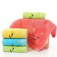 ♣☄ Baby Towel Cute Cat Embroidery Kids Face Towel Bamboo Fiber Water Absorbing Boys Girls Bath Towel Quick Dry Face Cloth