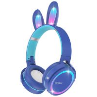 Rabbit Ear Headphones, LED Lights Computer Headphones, Headset Bluetooth 5.0 Headphones, Support TF Card