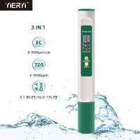 3 In 1 Temp TDS EC Meter เครื่องทดสอบความบริสุทธิ์ของคุณภาพน้ำแบบดิจิตอลเครื่องตรวจจับปากกาทดสอบอุณหภูมิแบบพกพาสำหรับดื่มตู้ปลา