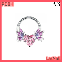 PDBH Fashion Store,ลดราคากระหน่ำสแตนเลสจิวสะดือเจาะจมูกรูปหัวใจแหวนเจาะหัวนมจมูกรูปผีเสื้ออัญมณีประดับร่างกายกระดูกเล็บหู